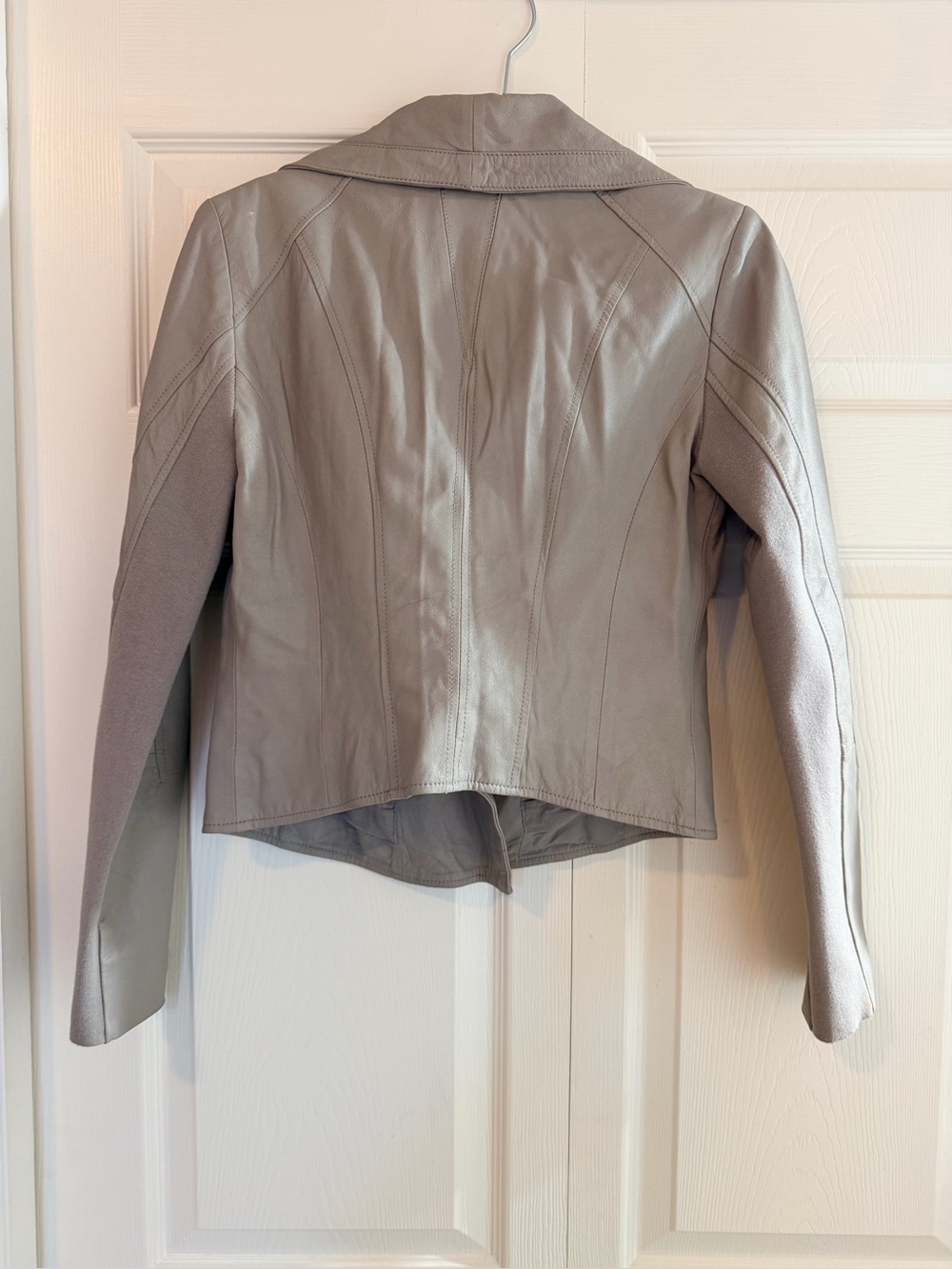 BCBGMaxAzria Light Gray Leather Jacket